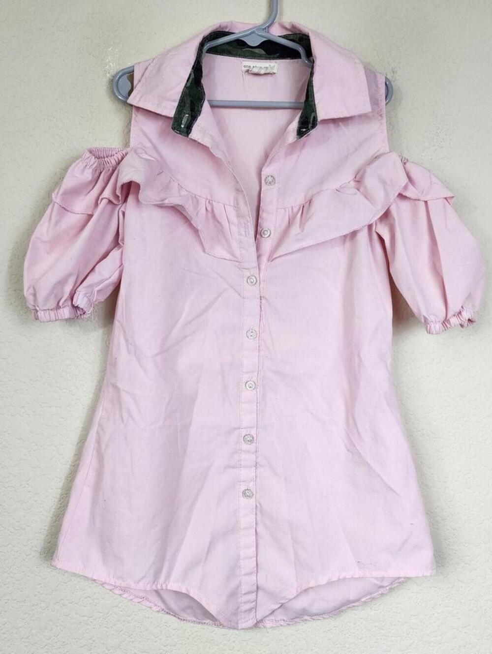 Small Kids Pink Cold Shoulder Blouse Shirt Top